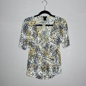 Ann Taylor Black and Gold Printed Blouse